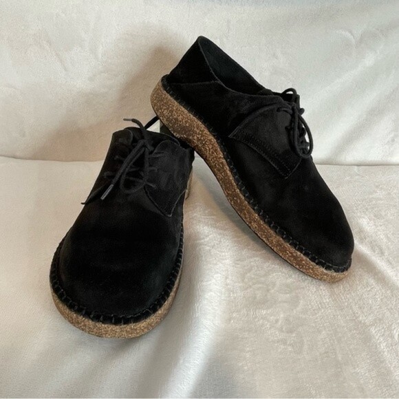 BIRKENSTOCK Gary Black Suede Leather Lace Up Flats Shoes Size 40 - Picture 2 of 16